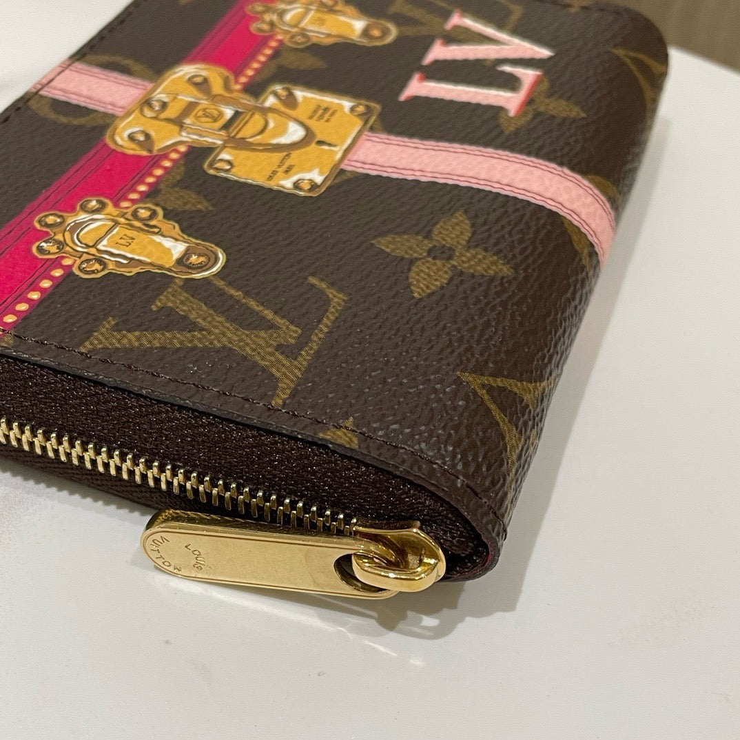Louis Vuitton Trunk Monogram Canvas Wallet Brown Pink