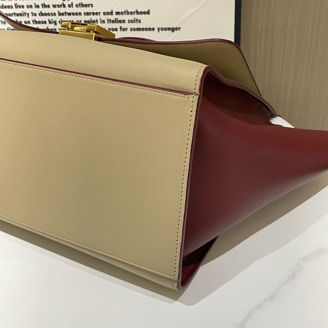 Celine Trapeze Bag Small Beige Burgundy