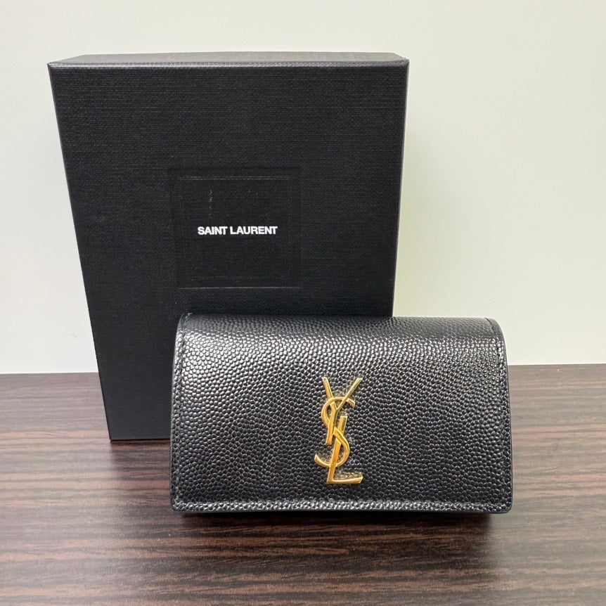 Saint Laurent Caviar Leather Key Pouch Black