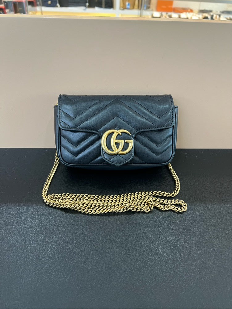 Gucci Marmont Super Mini Black Bag 16.5x10x4.5cm