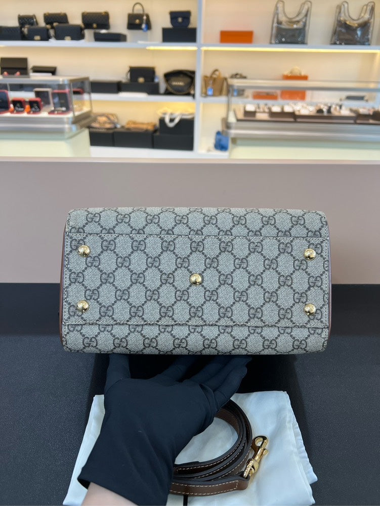 Gucci Boston Beige Brown Handbag