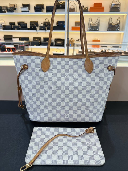 Louis Vuitton Neverfull Damier MM White Tote Bag