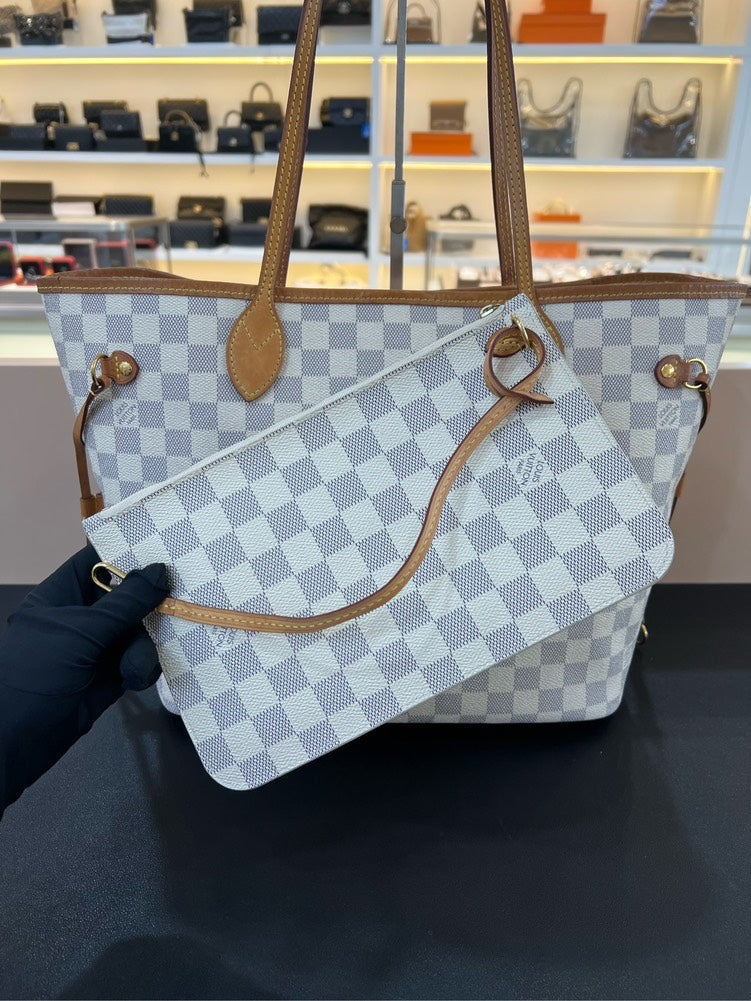 Louis Vuitton Neverfull Damier MM White Tote Bag