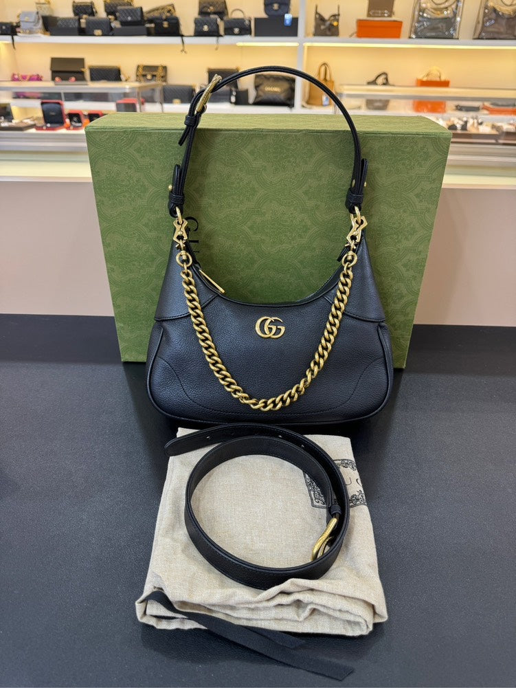 Gucci Aphrodite Black Leather Bag 25x19x7cm