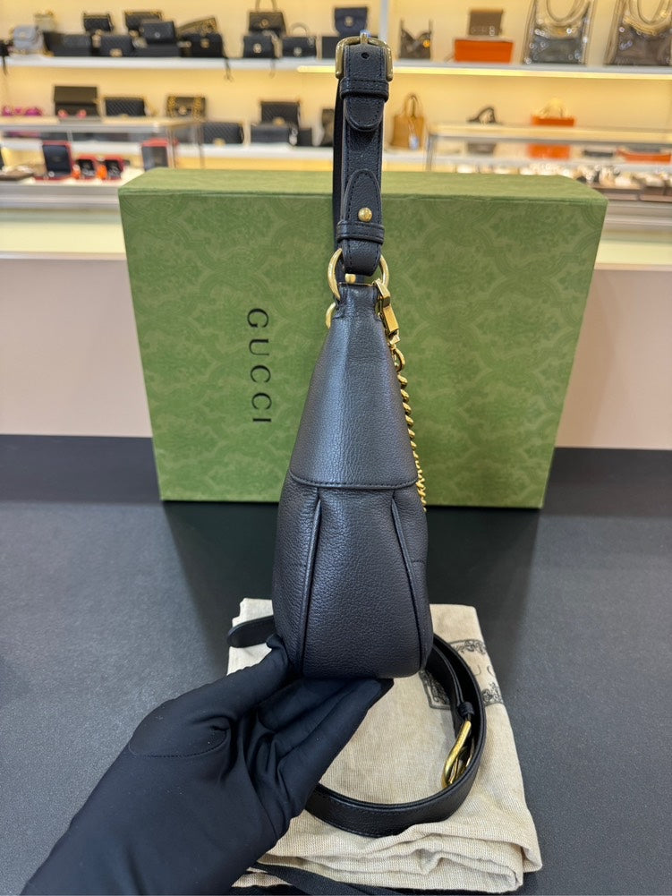 Gucci Aphrodite Black Leather Bag 25x19x7cm