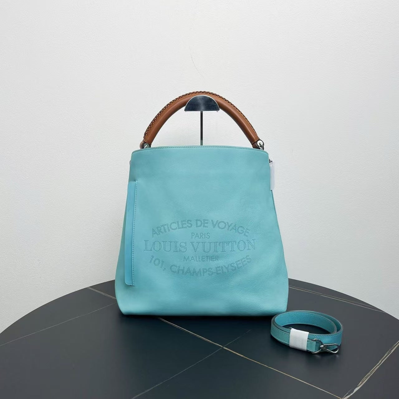 Louis Vuitton Turenne MM Blue Leather Tote Bag