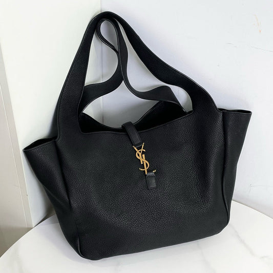 Saint Laurent YSL Bea Tote Bag in Black Leather