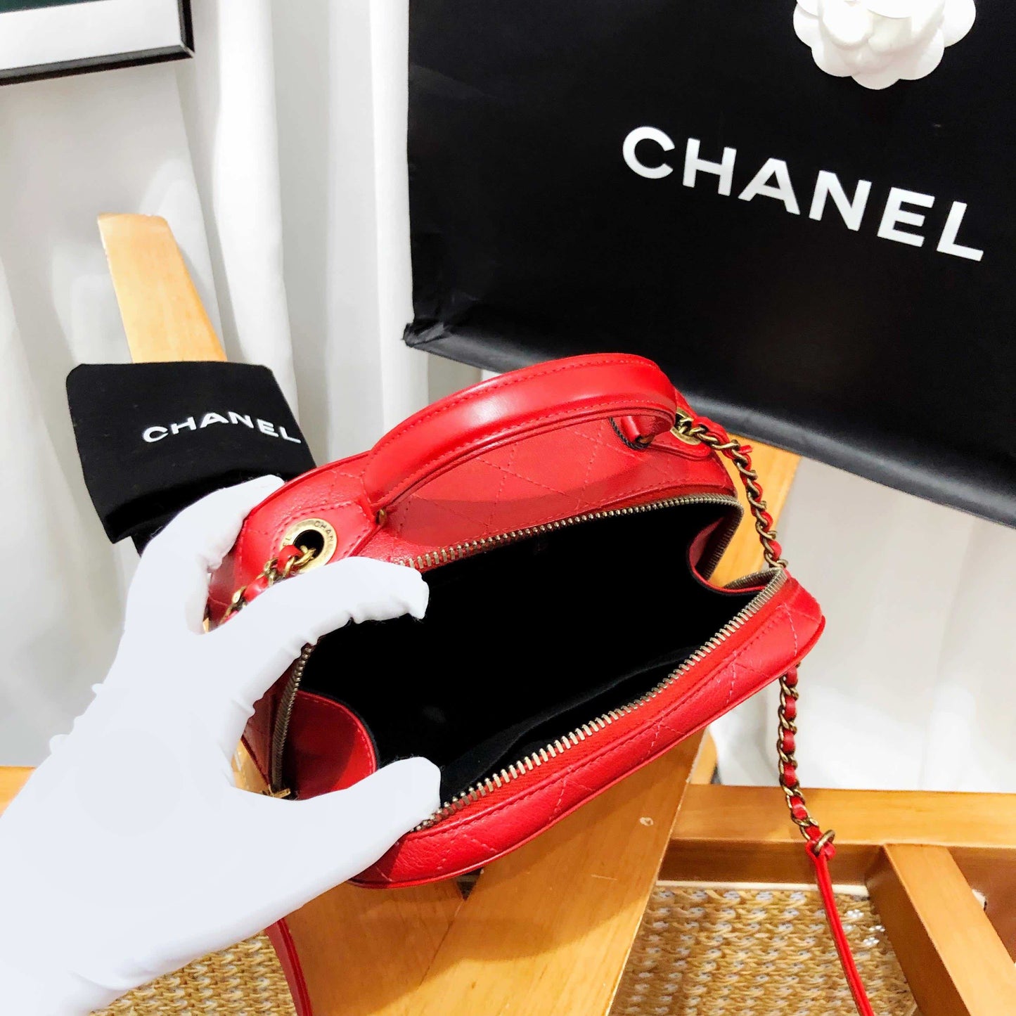 Chanel Red Leather Camera Bag - Preloved