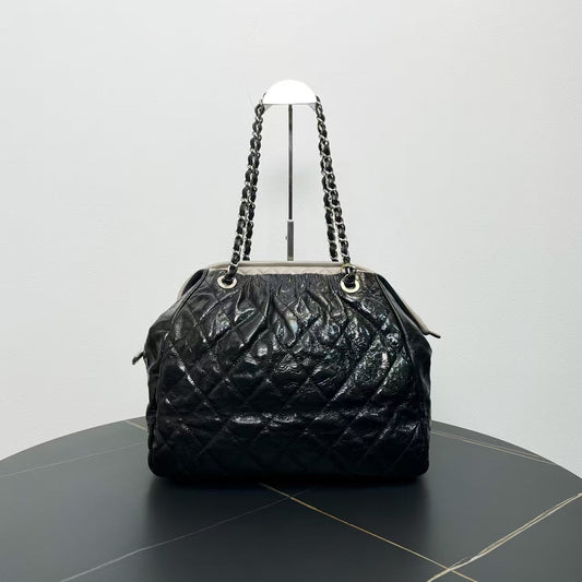 Chanel Quilted Black Lambskin Tote Bag 2009-2010