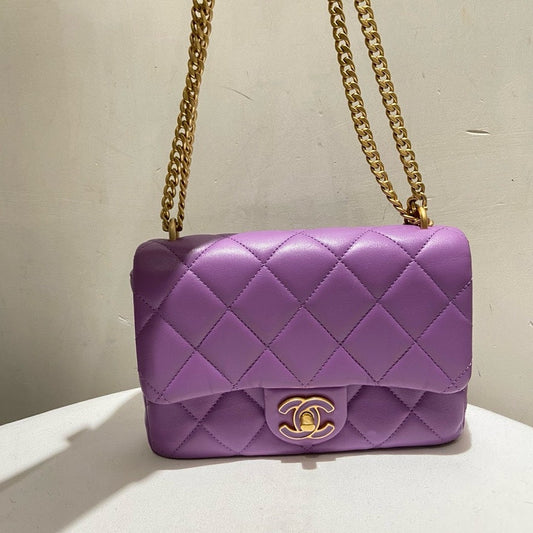 Preloved Chanel Lambskin Purple Shoulder Bag