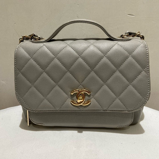 Preloved Chanel Affin Medium Gray Caviar Leather Shoulder Bag
