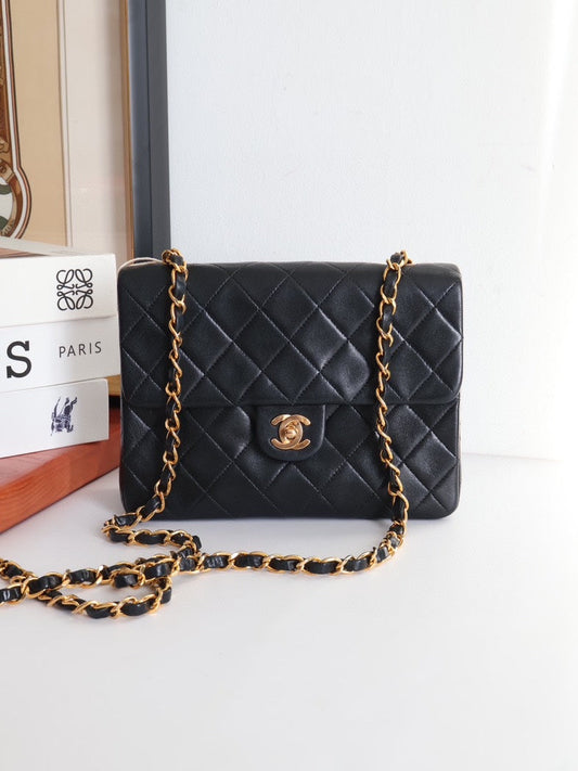 Chanel CF Small Black Leather Chain Shoulder Bag - Preloved #4SanEE