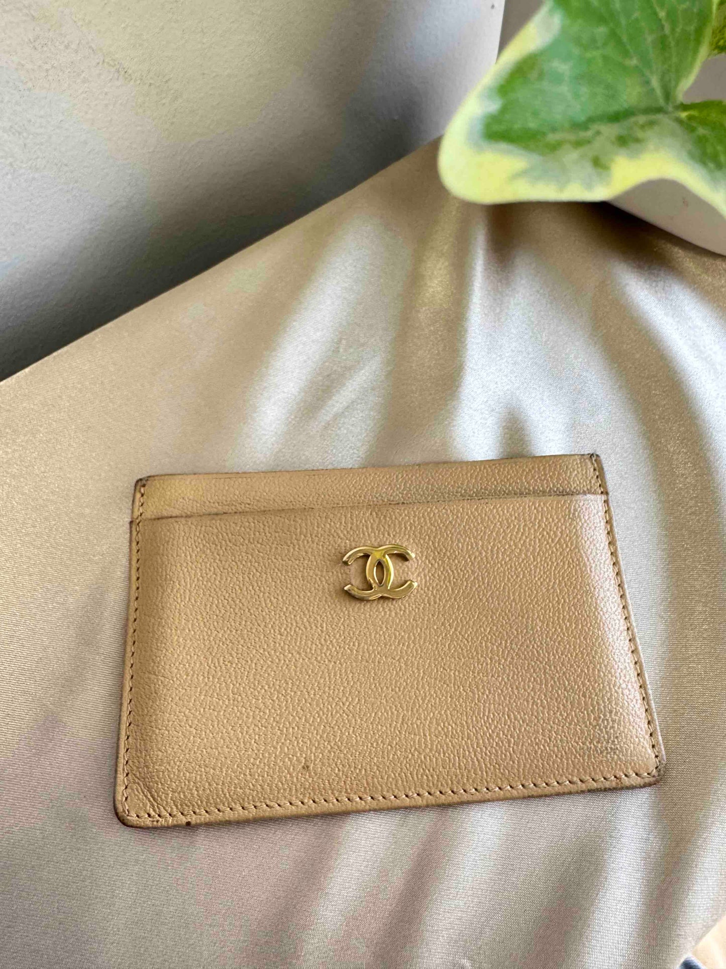 Chanel Gold Leather Card Case