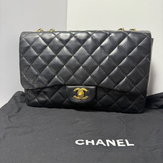 Chanel Jumbo Lambskin Single Flap Black Shoulder Bag