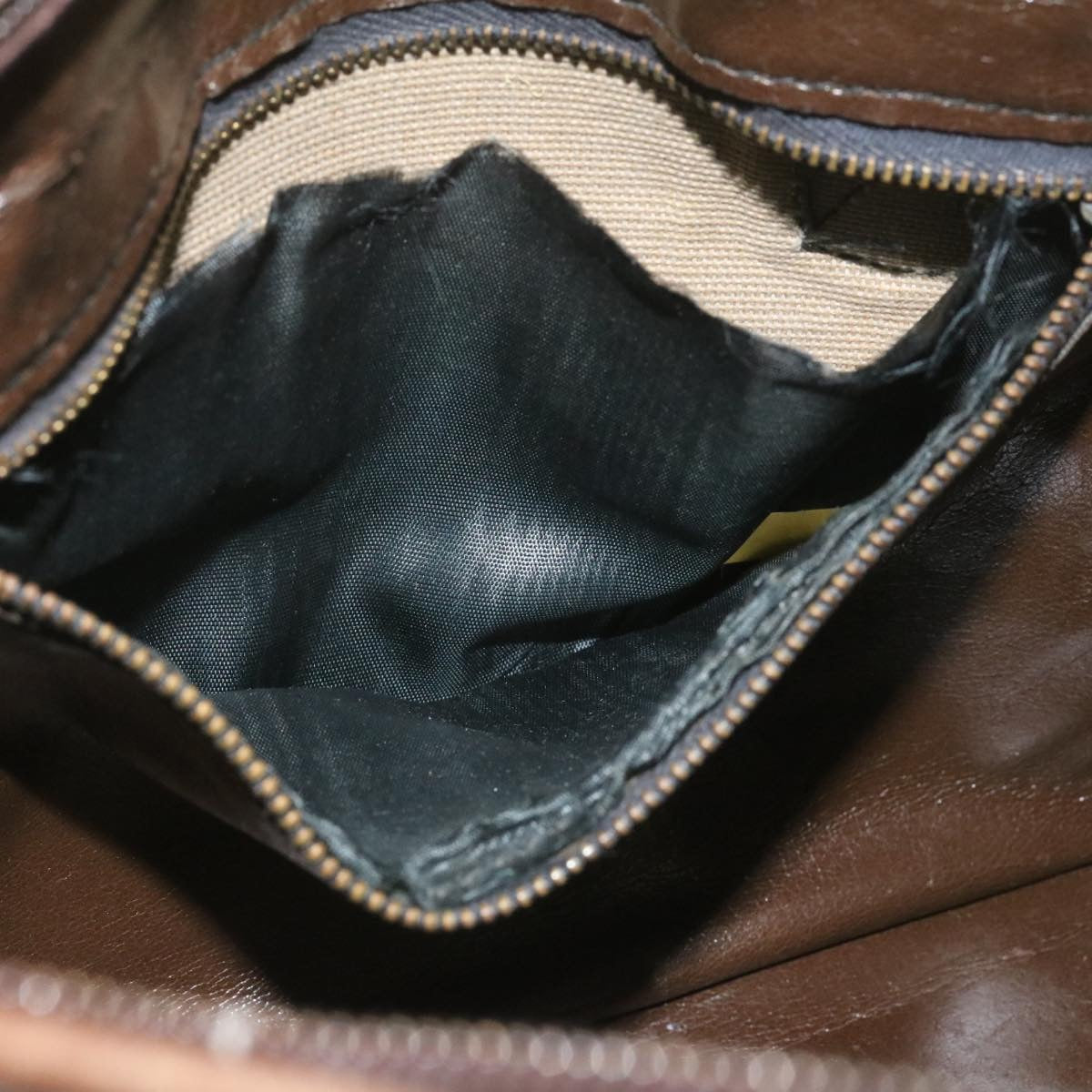 FENDI Zucca Canvas Hand Bag Brown Black rd1310