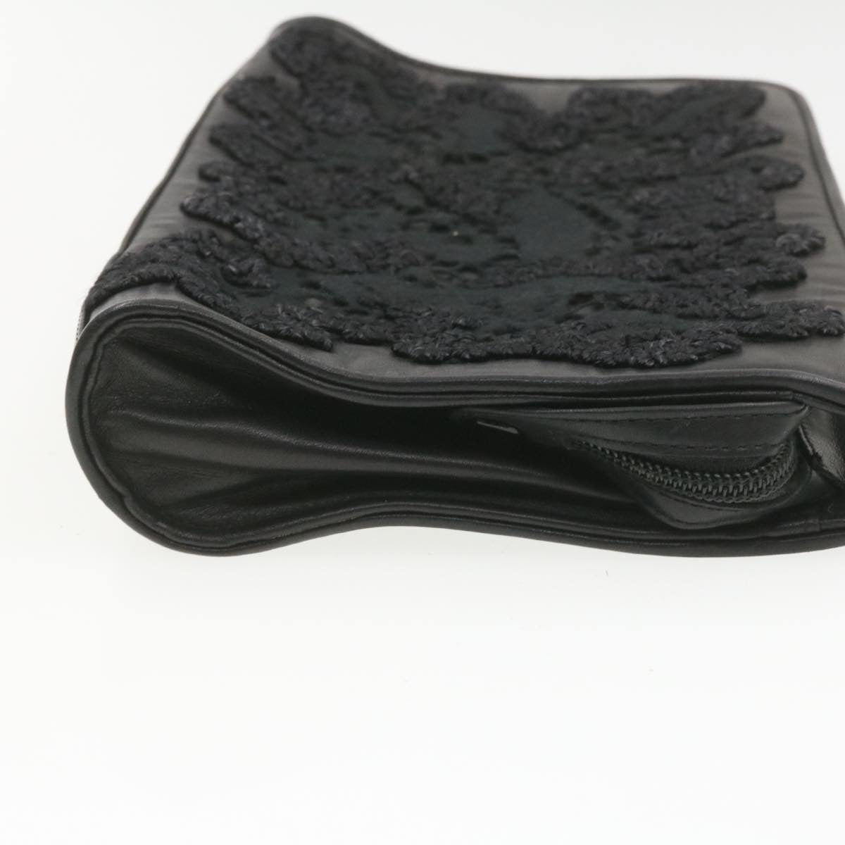FENDI Clutch Shoulder Bag Leather 2Way Black rd1373