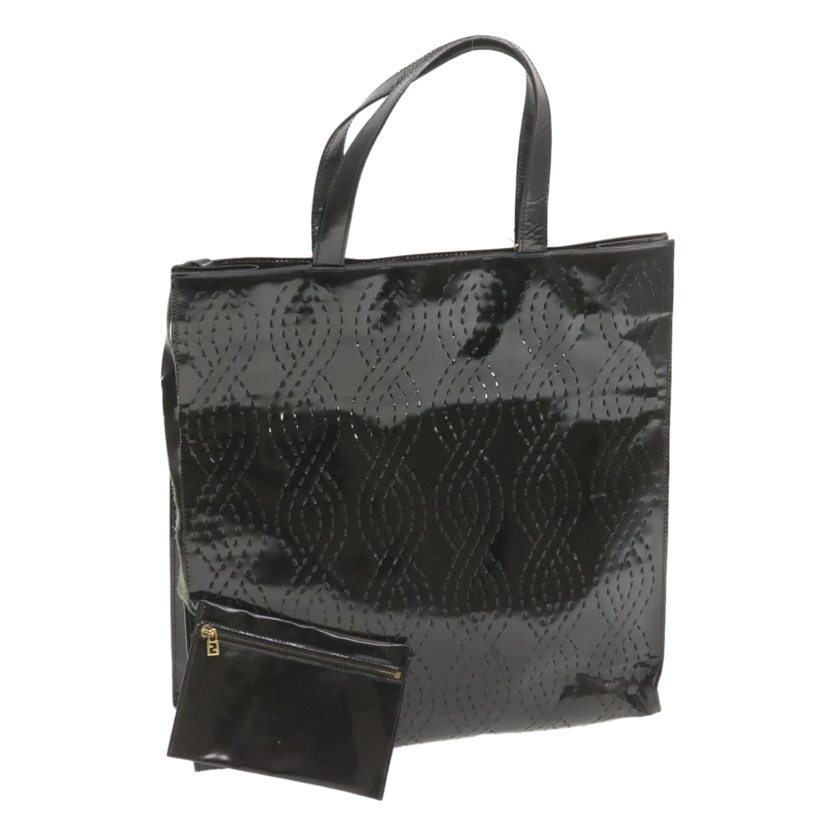 FENDI Tote Bag Coated Canvas Black rd1453