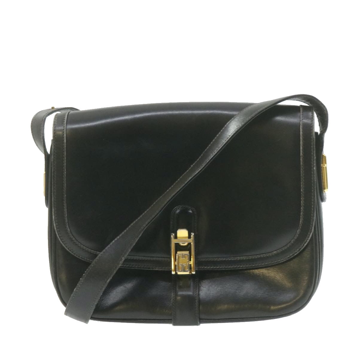 GUCCI Shoulder Bag Leather Black rd1974
