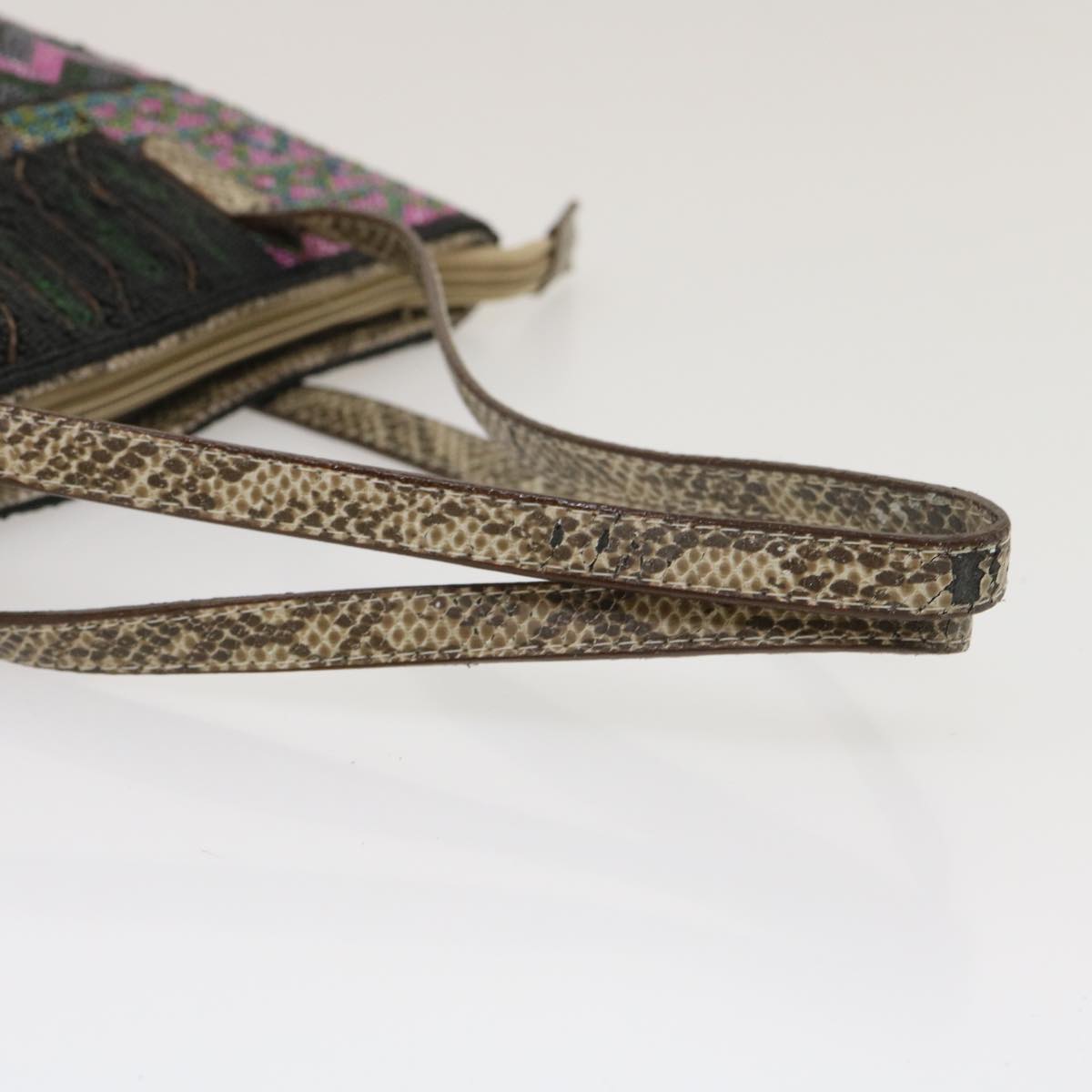 FENDI Beads Hand Bag Black Pink Green rd2074