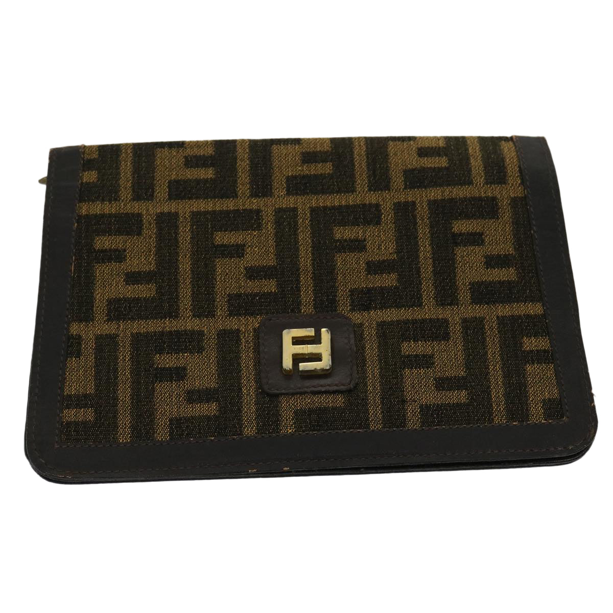 FENDI Zucca Canvas Wallet Brown Black rd2162