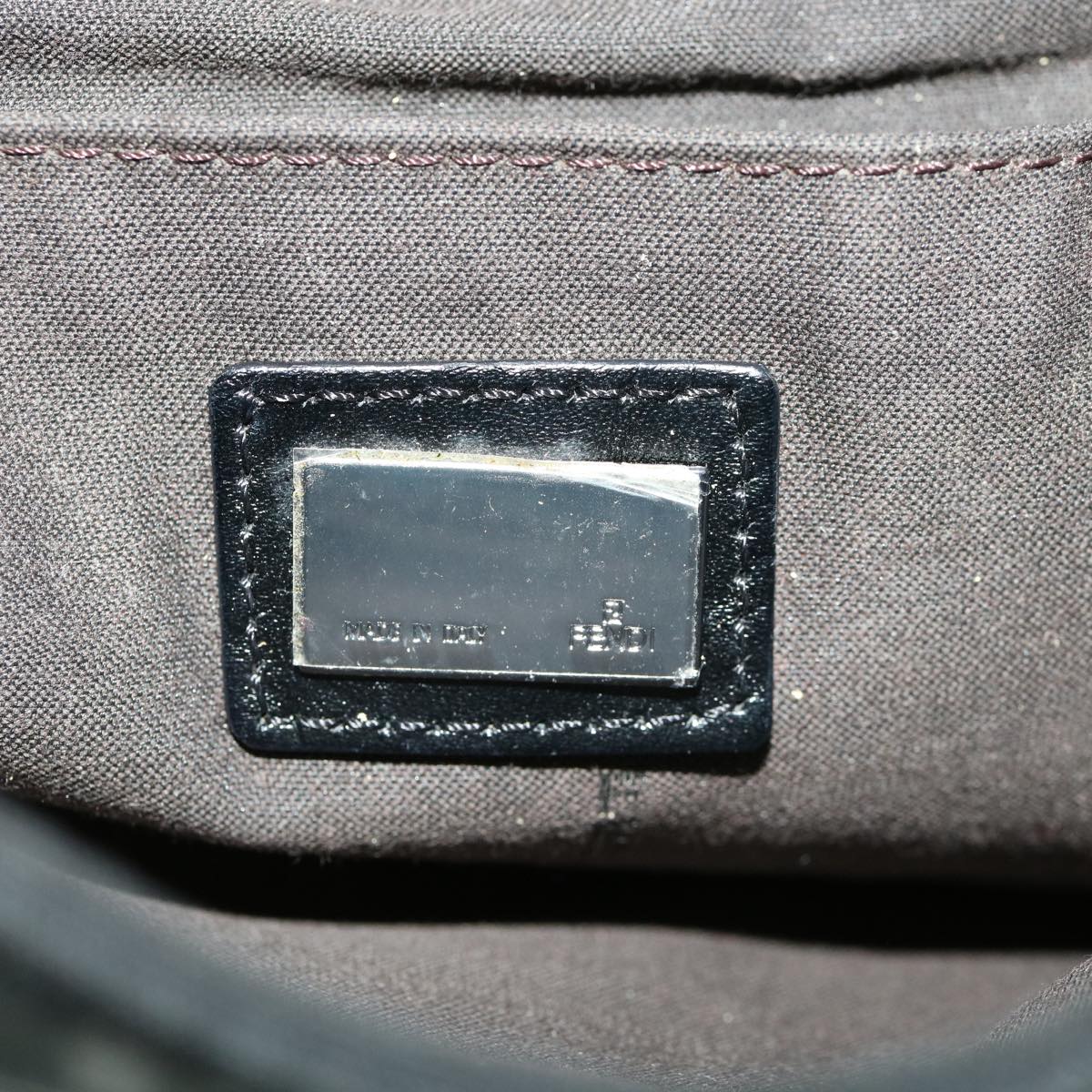 FENDI Zucchino Canvas Mamma Baguette Shoulder Bag Black rd2219