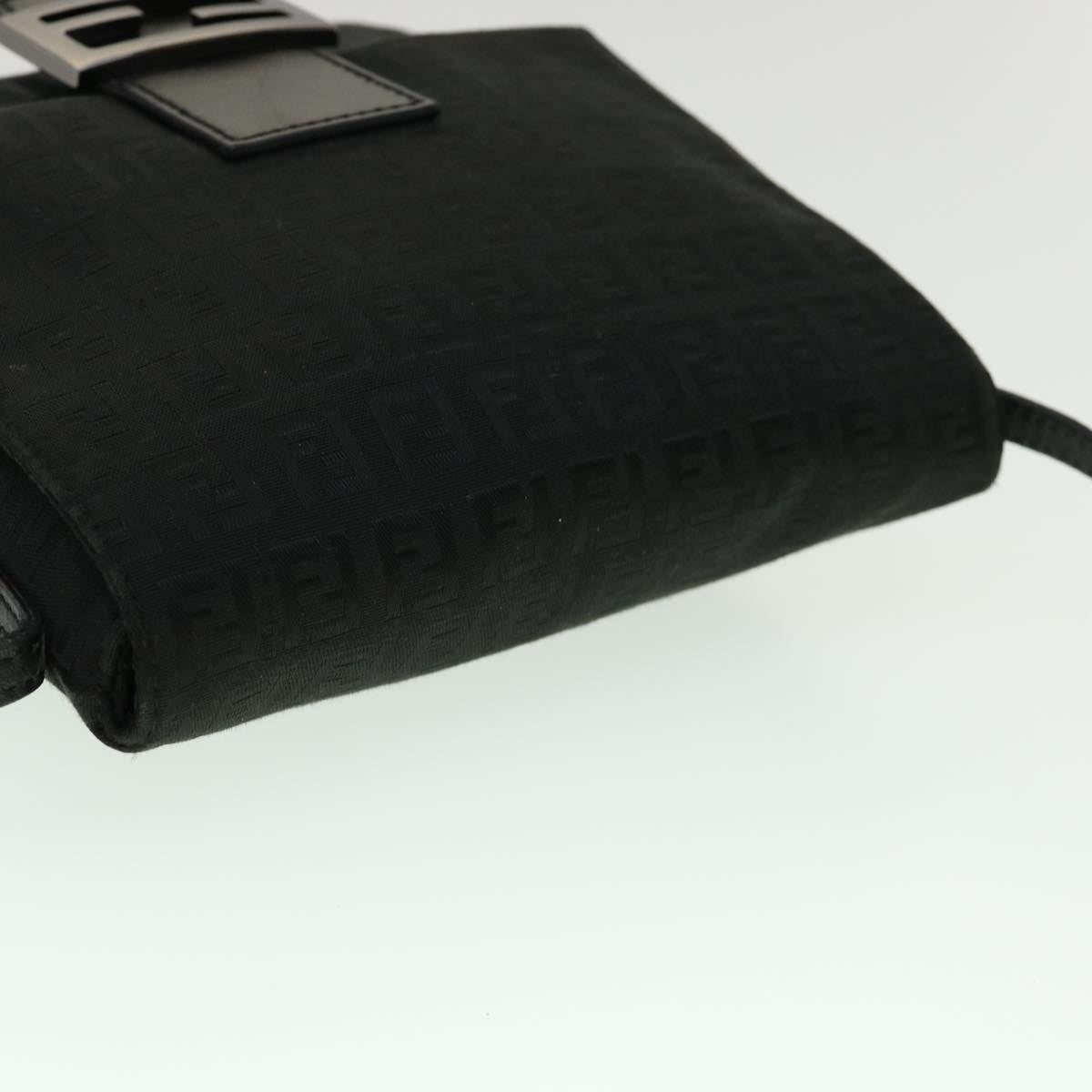 FENDI Zucchino Canvas Mamma Baguette Shoulder Bag Black rd2219