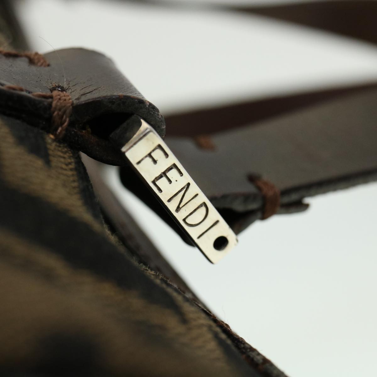 FENDI Zucca Canvas Hand Bag Black Brown rd2254