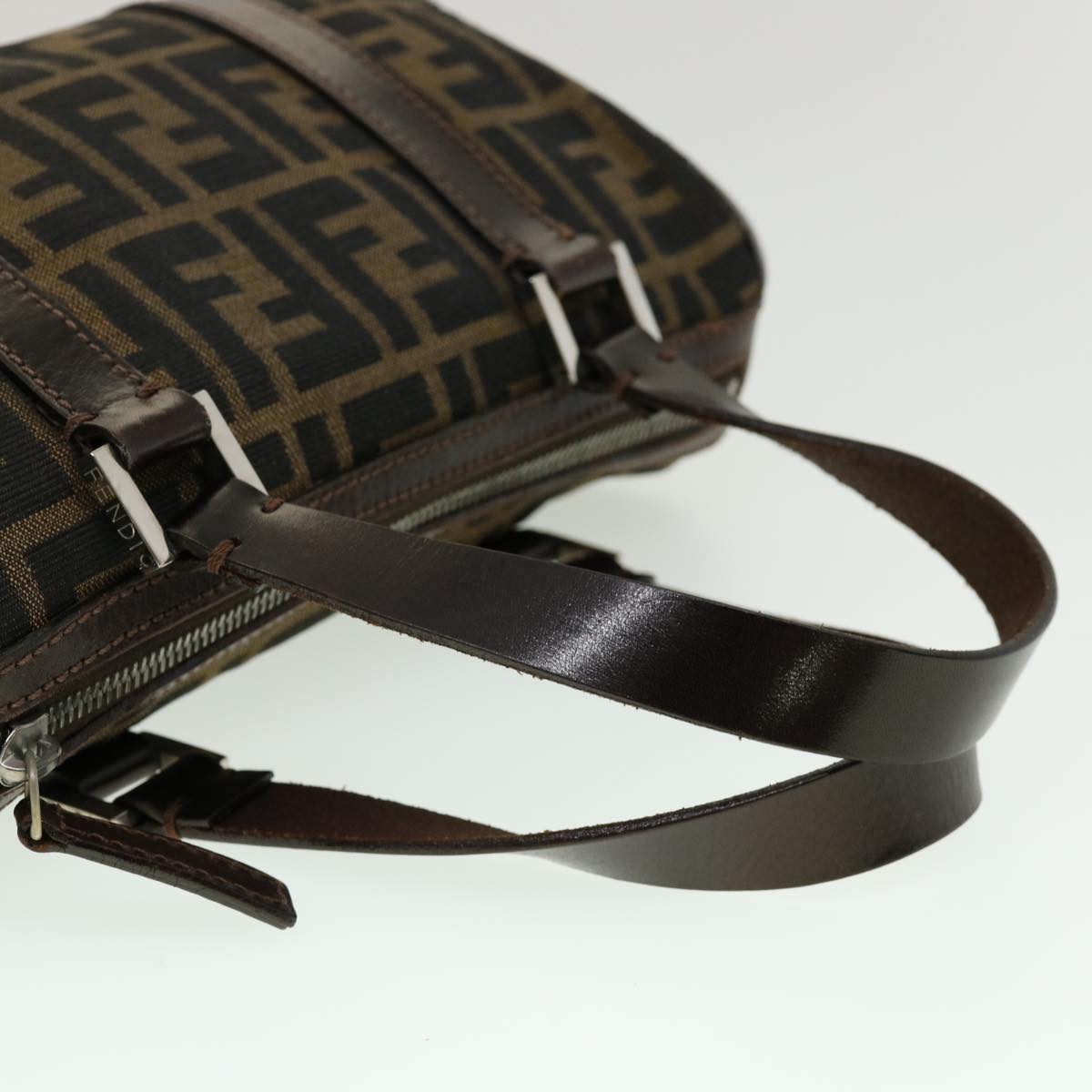 FENDI Zucca Canvas Hand Bag Black Brown rd2254