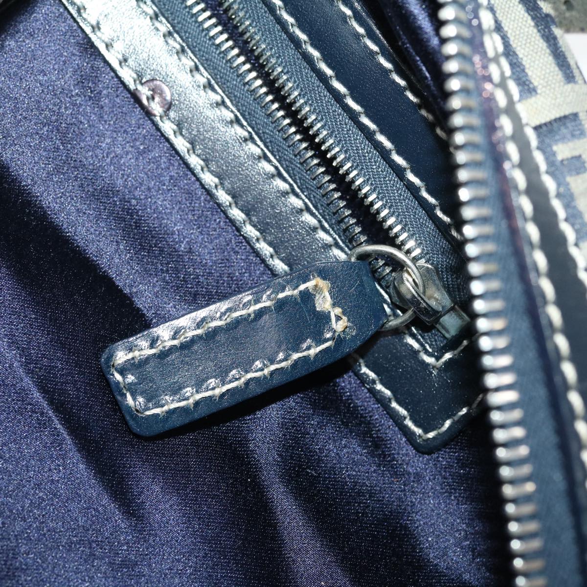 FENDI Zucchino Canvas Hand Bag Navy rd2345