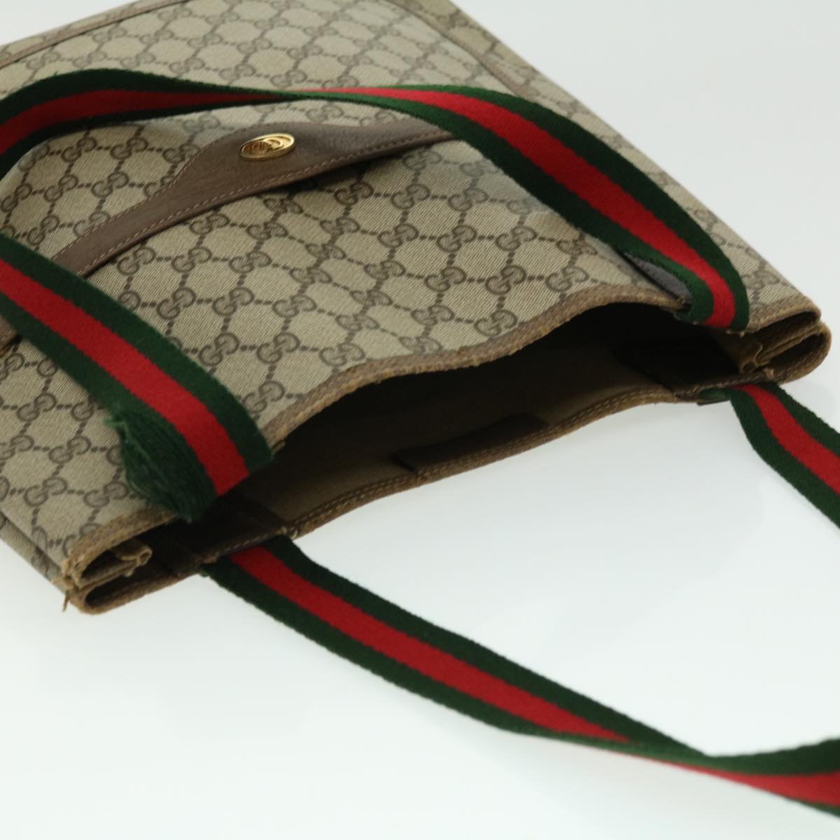 GUCCI GG Canvas Web Sherry Line Tote Bag Beige Red Green 3902003 rd2376