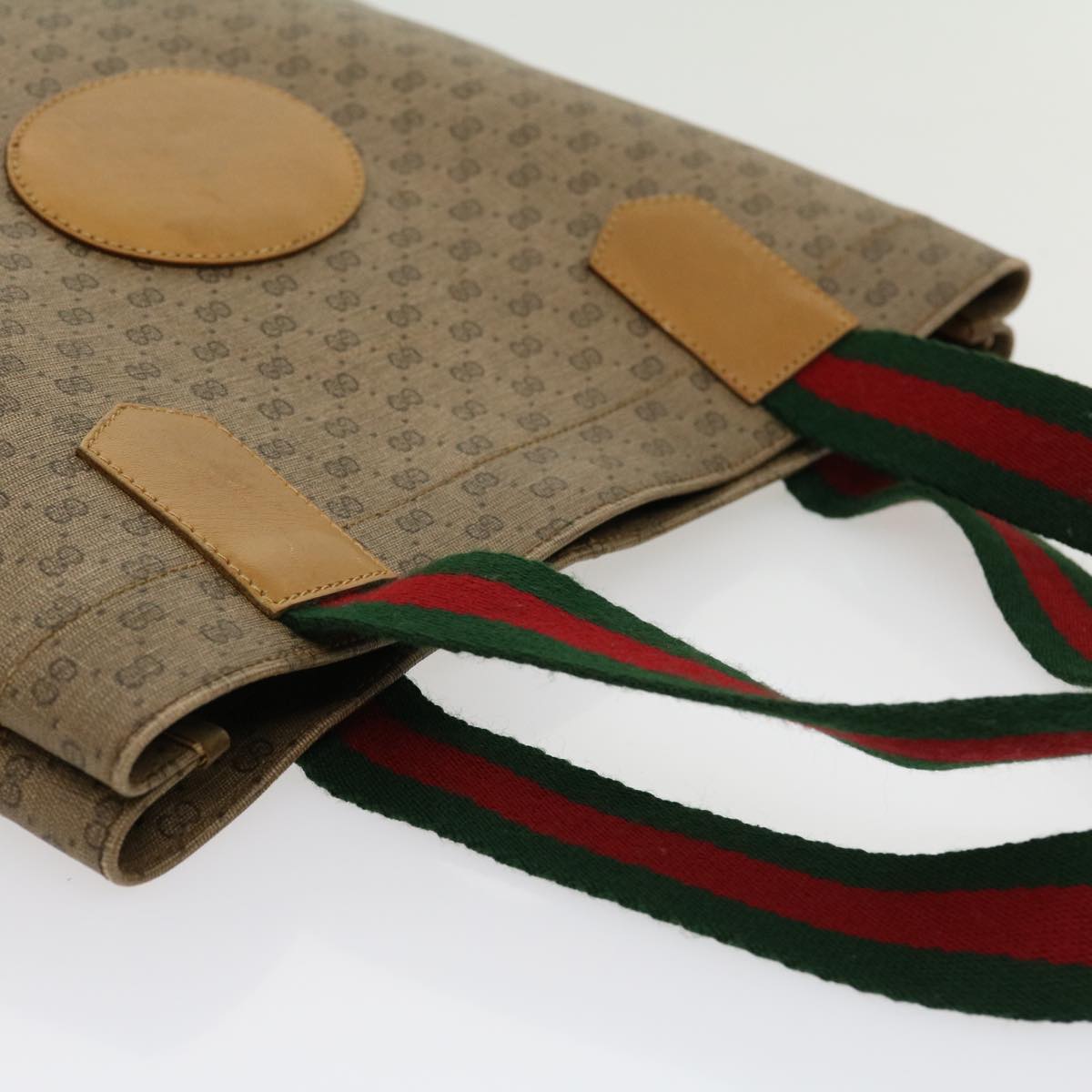 GUCCI Micro GG Canvas Web Sherry Line Tote Bag Beige Red 02371300 rd2676