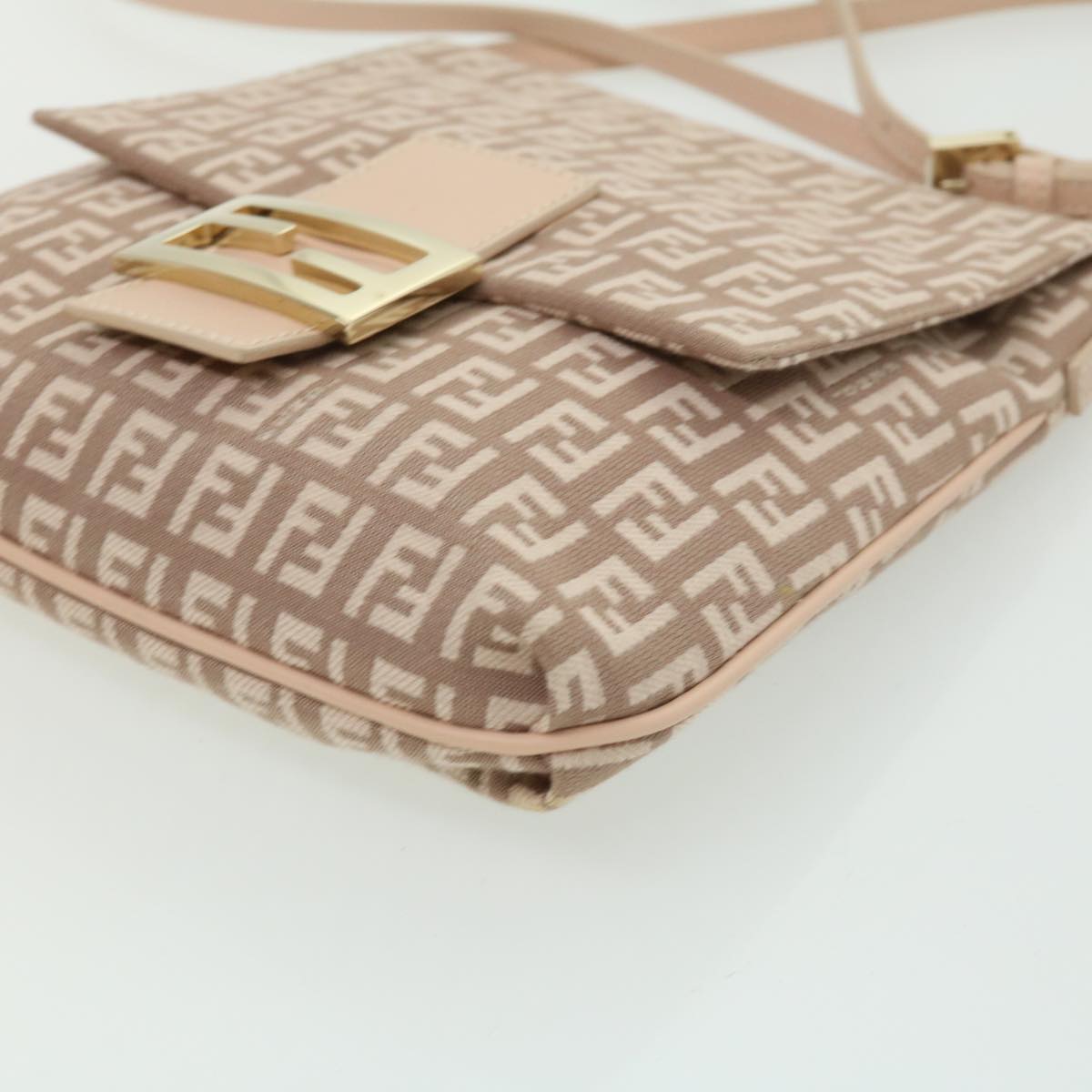 FENDI Zucchino Canvas Shoulder Bag Pink rd2782