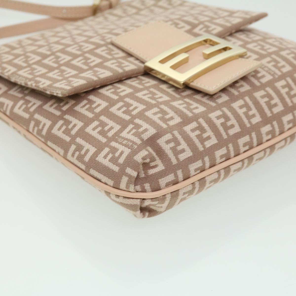 FENDI Zucchino Canvas Shoulder Bag Pink rd2782