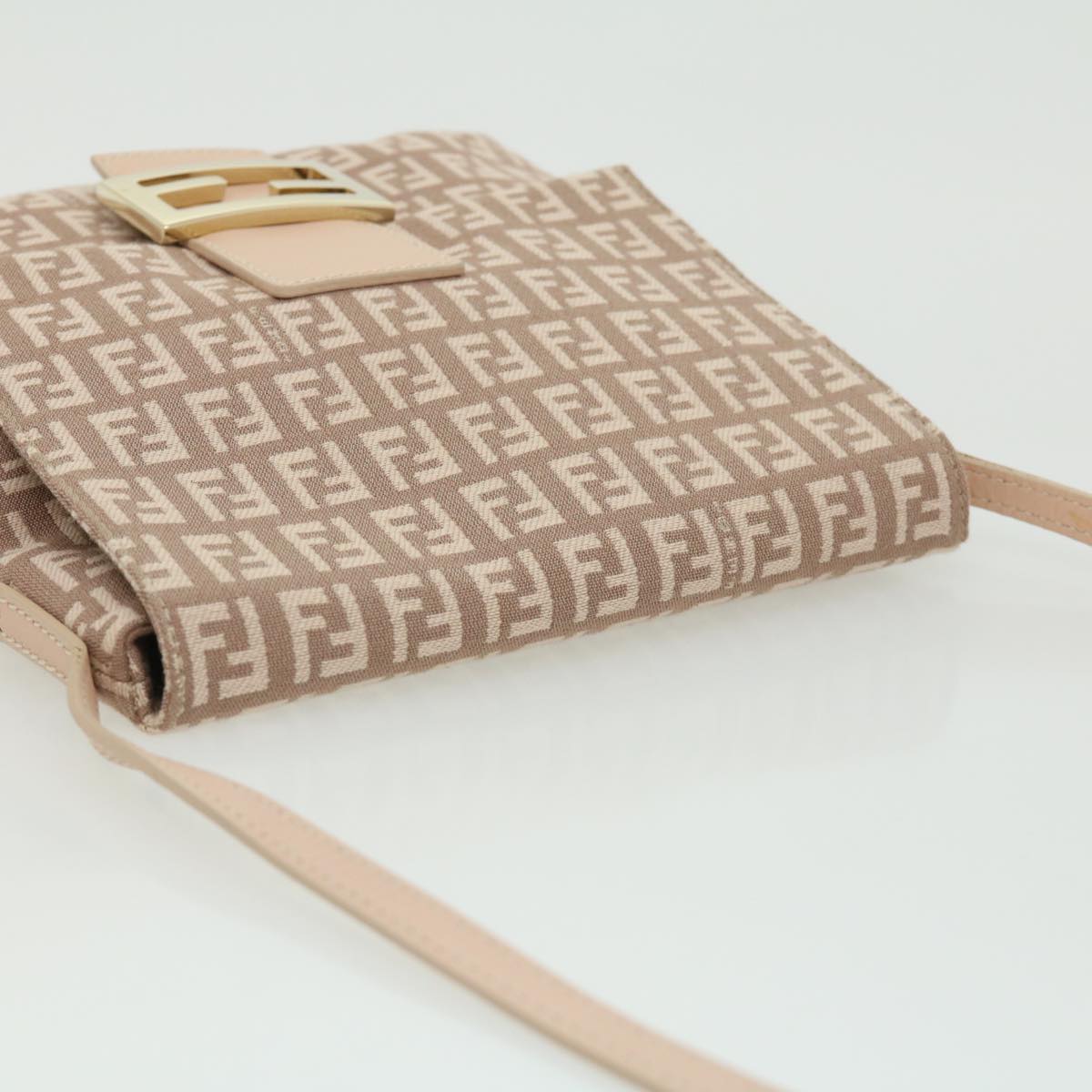FENDI Zucchino Canvas Shoulder Bag Pink rd2782