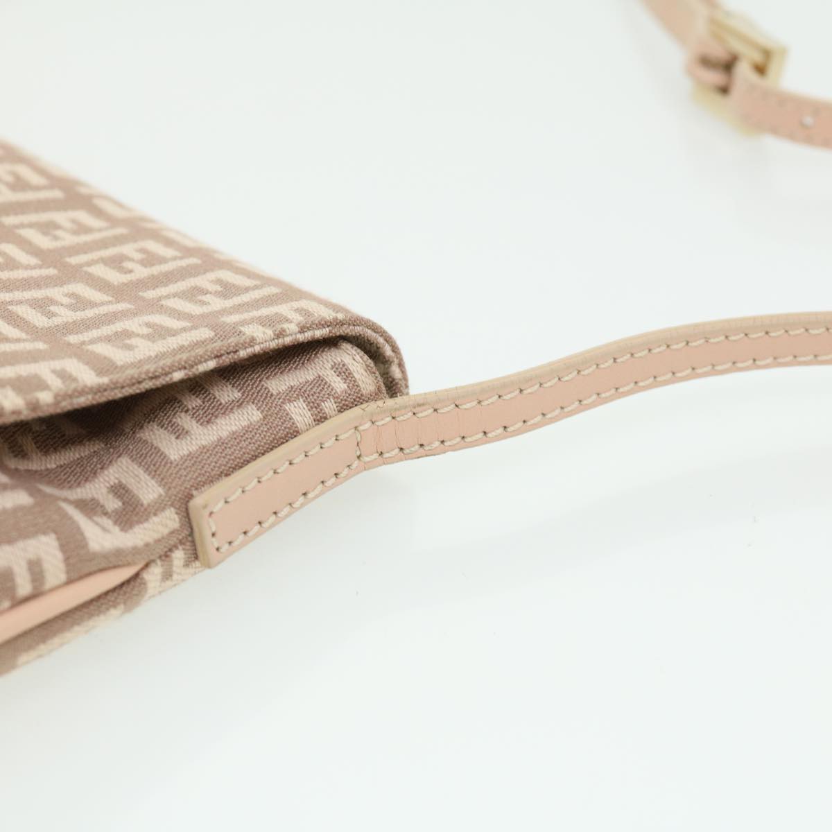 FENDI Zucchino Canvas Shoulder Bag Pink rd2782