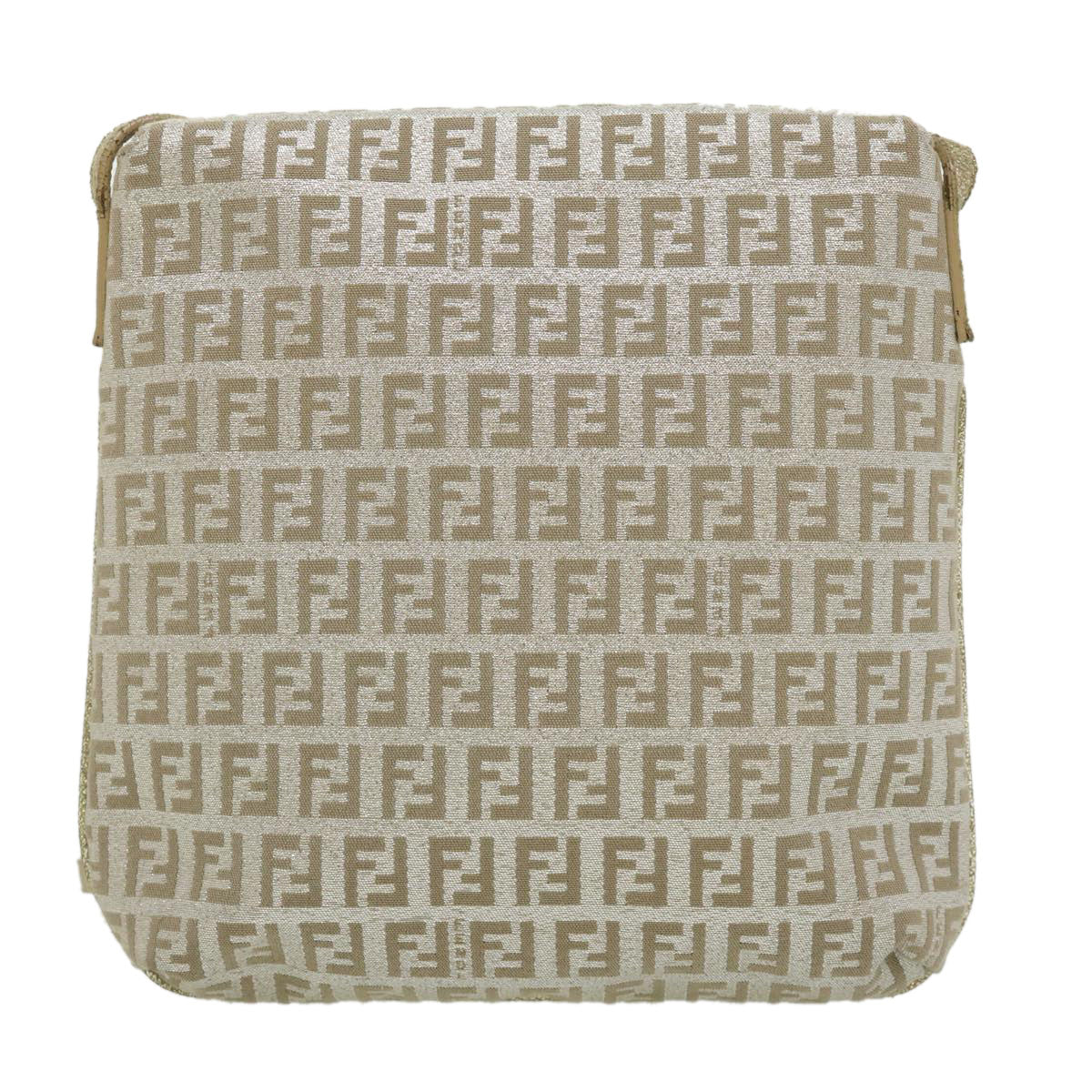 FENDI Zucchino Canvas Shoulder Bag Champagne Gold rd2783