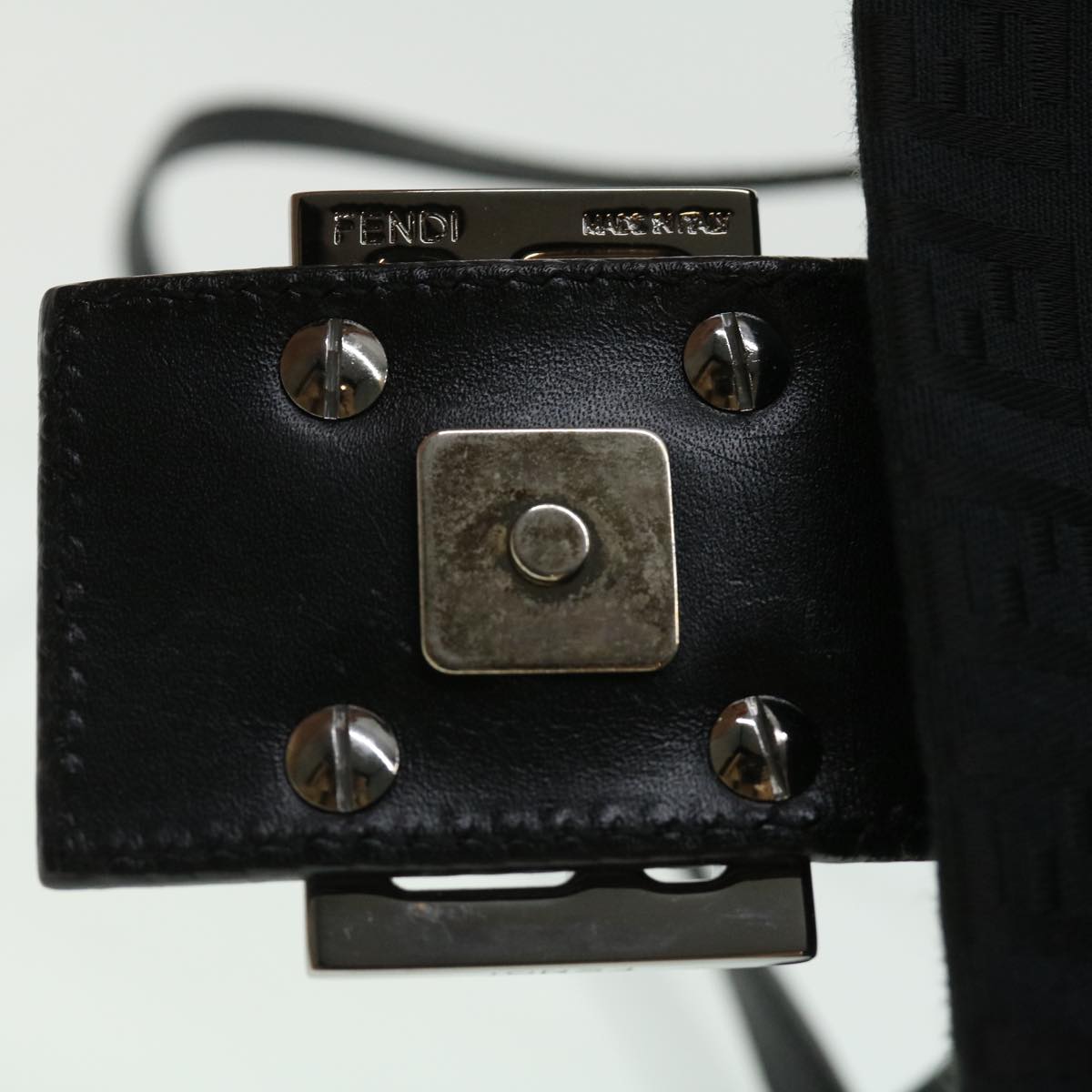 FENDI Zucchino Canvas Shoulder Bag Black rd2796