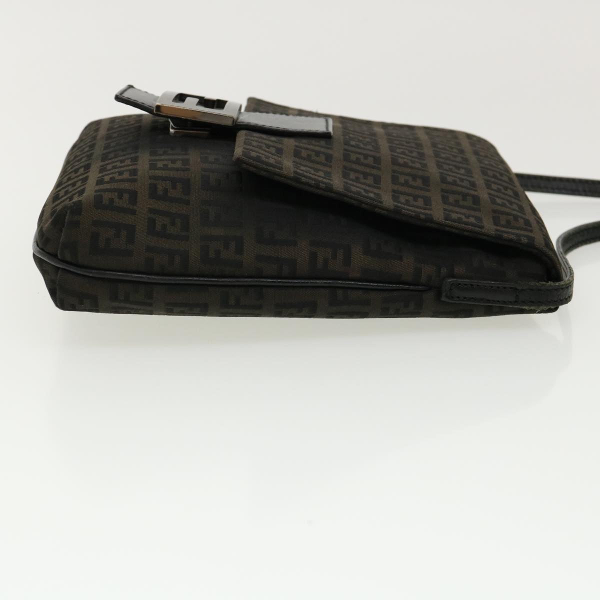 FENDI Zucchino Canvas Shoulder Bag Brown rd2894