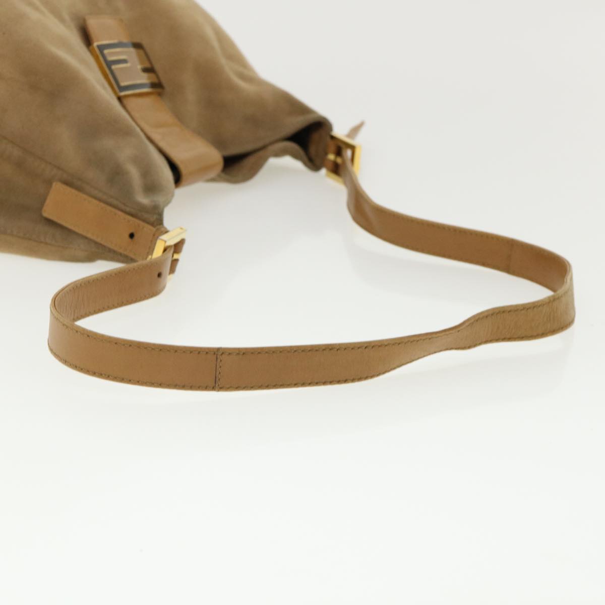 FENDI Mamma Baguette Shoulder Bag Suede Leather Brown rd2986