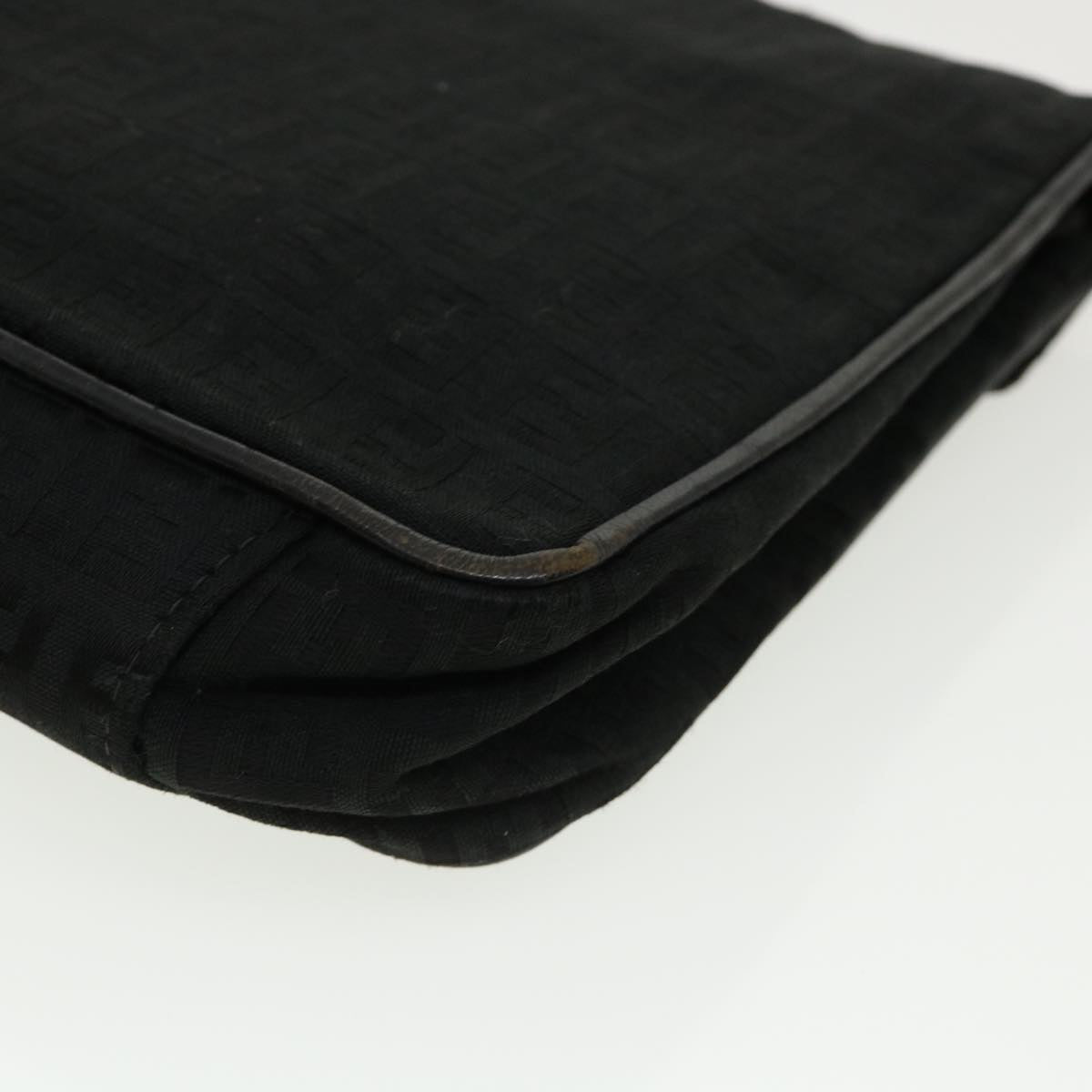 FENDI Zucchino Canvas Shoulder Bag Black rd3030
