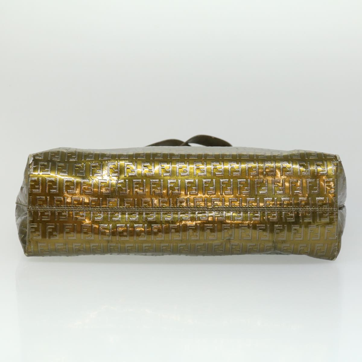 FENDI Zucchino Canvas Shoulder Bag Gold rd3399