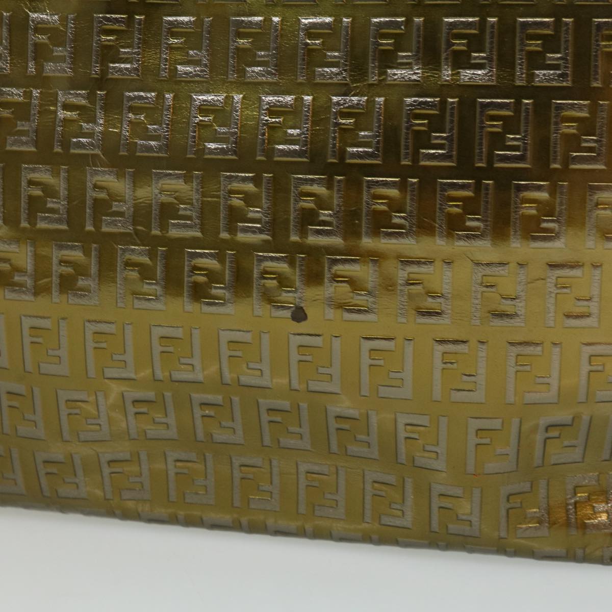 FENDI Zucchino Canvas Shoulder Bag Gold rd3399