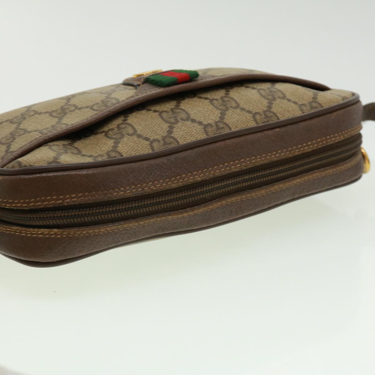 GUCCI GG Canvas Web Sherry Line Shoulder Bag Beige Red Green rd3519