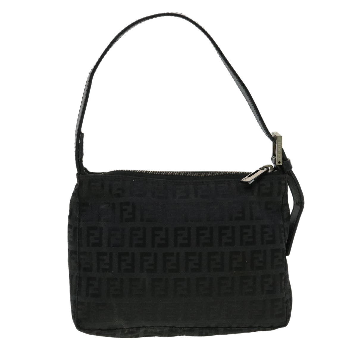 FENDI Zucchino Canvas Shoulder Bag Black rd3664