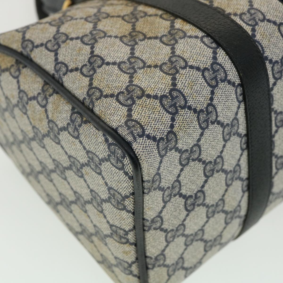 GUCCI GG Canvas Sherry Line Boston Bag PVC Leather Gray Red Navy rd3671
