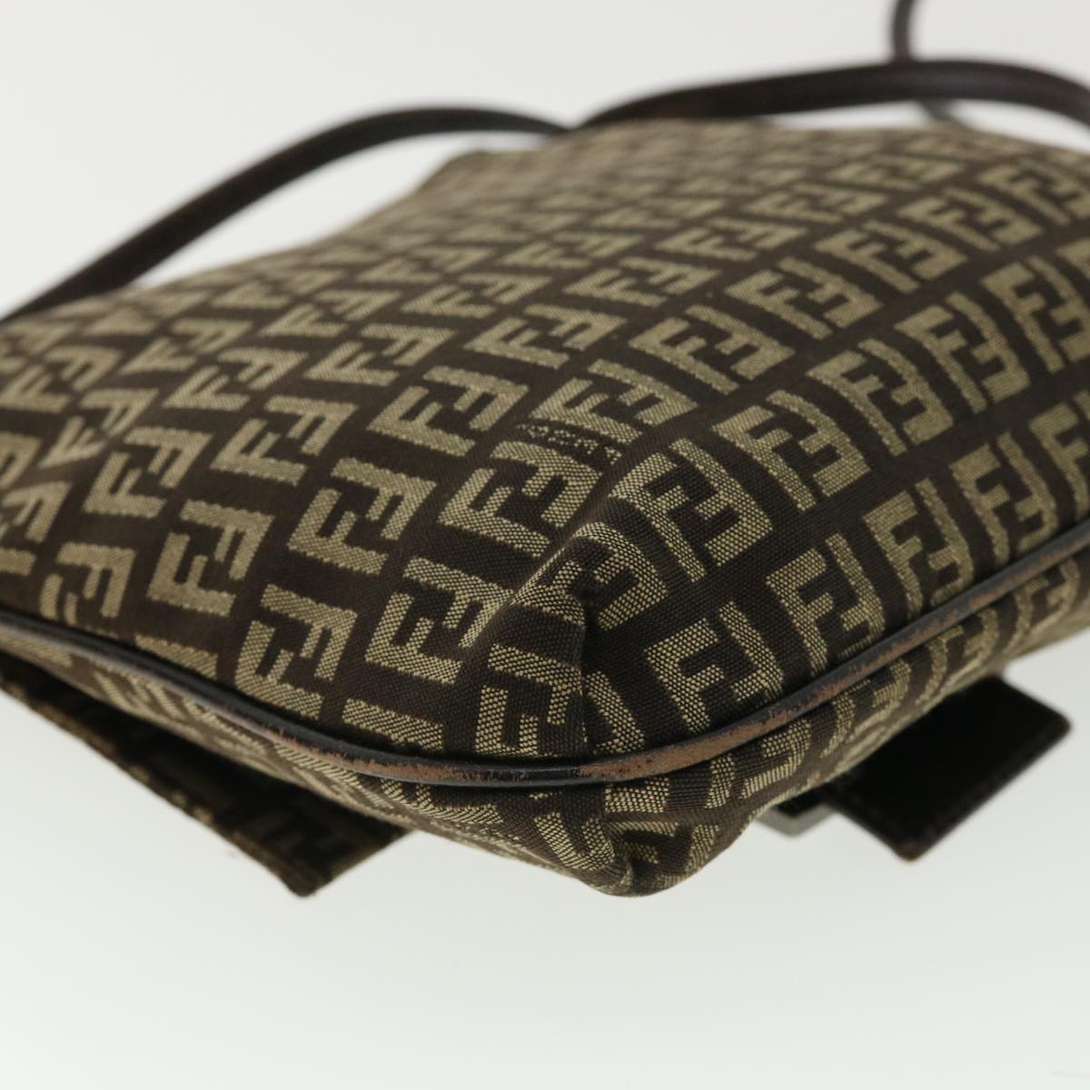FENDI Zucchino Canvas Shoulder Bag Brown rd3817