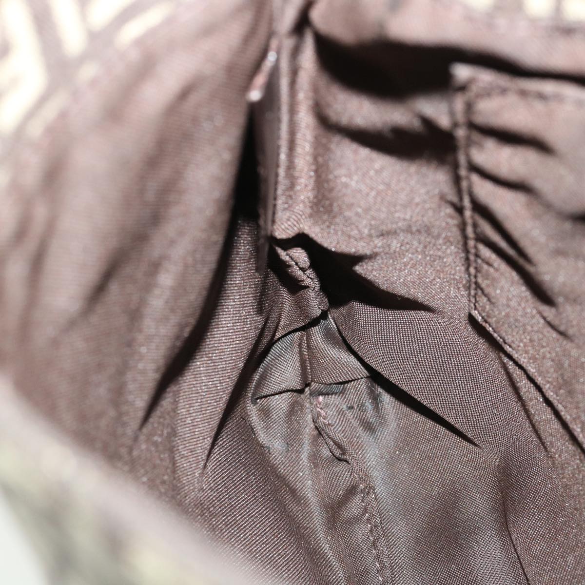 FENDI Zucchino Canvas Shoulder Bag Brown rd3817