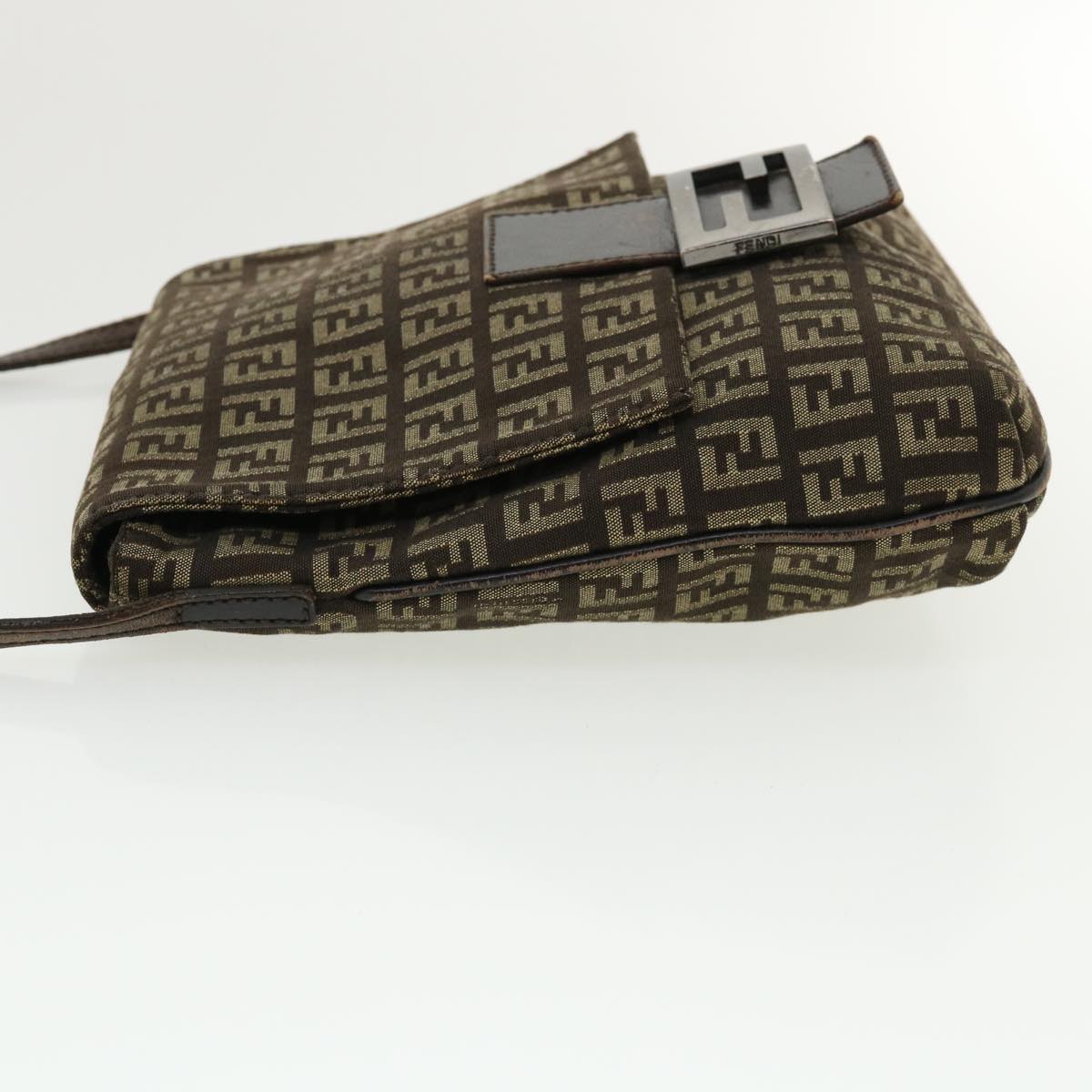 FENDI Zucchino Canvas Shoulder Bag Brown rd3817