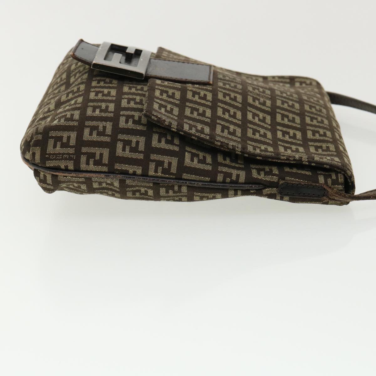 FENDI Zucchino Canvas Shoulder Bag Brown rd3817