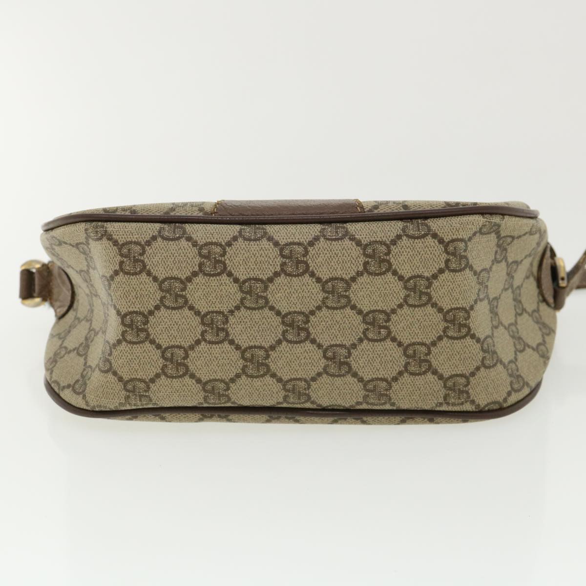 GUCCI Web Sherry Line GG Canvas Shoulder Bag PVC Leather Beige Green rd3958